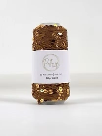 Pullu ip 50 gr/ 160 m 1024 brązowy   | Włóczka cekinowa 