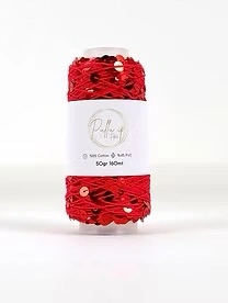 Pullu ip 50 gr/ 160 m 1001 czerwony | Włóczka cekinowa 