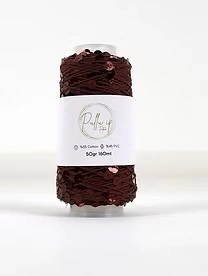 Pullu ip 50 gr/ 160 m 122 brązowy | Włóczka cekinowa 