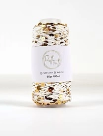Pullu ip 50 gr/ 160 m 010 Biały złote cekiny | Włóczka cekinowa