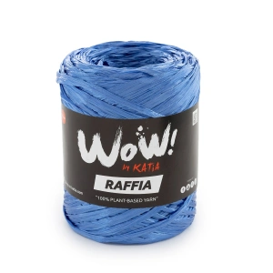 WOW Raffia 74 Niebieski | Włóczka Katia | Błyszcząca włóczka rafiowa