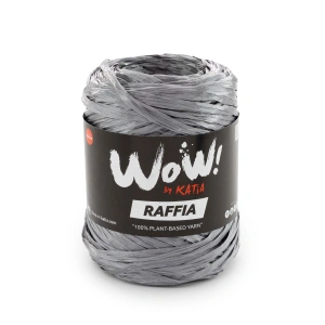 WOW Raffia 61 Ciemnoszary | Włóczka Katia | Błyszcząca włóczka rafiowa