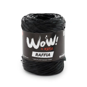 WOW Raffia 62 Czarny | Włóczka Katia | Błyszcząca włóczka rafiowa