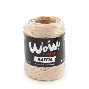 WOW Raffia 64 Beżowy | Włóczka Katia | Błyszcząca włóczka rafiowa