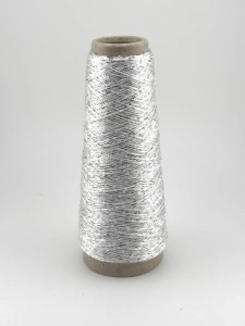 Flash White Silver , nylon z cekinami, włóczka Magicloop  