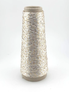 Flash White Gold , nylon z cekinami, włóczka Magicloop  