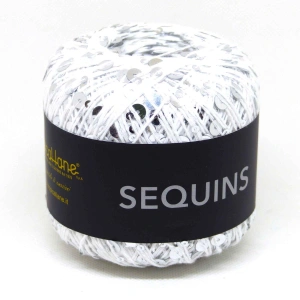 Sequins 181 Biało-srebrny | Włóczka Tropical Lane | 100% bawełna, cekiny
