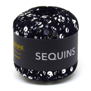 Sequins 182 Czarno-srebrny | Włóczka Tropical Lane | 100% bawełna, cekiny
