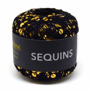 Sequins 192 Czarno-złoty | Włóczka Tropical Lane | 100% bawełna, cekiny