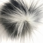 Pompon biało-szaro-czarny 10-12 cm  sztuczne futro P29